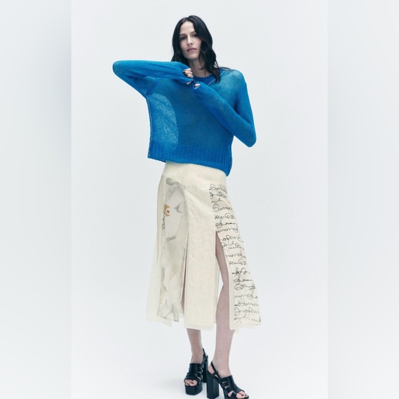 Zara ZW Collection Patchwork Midi Skirt